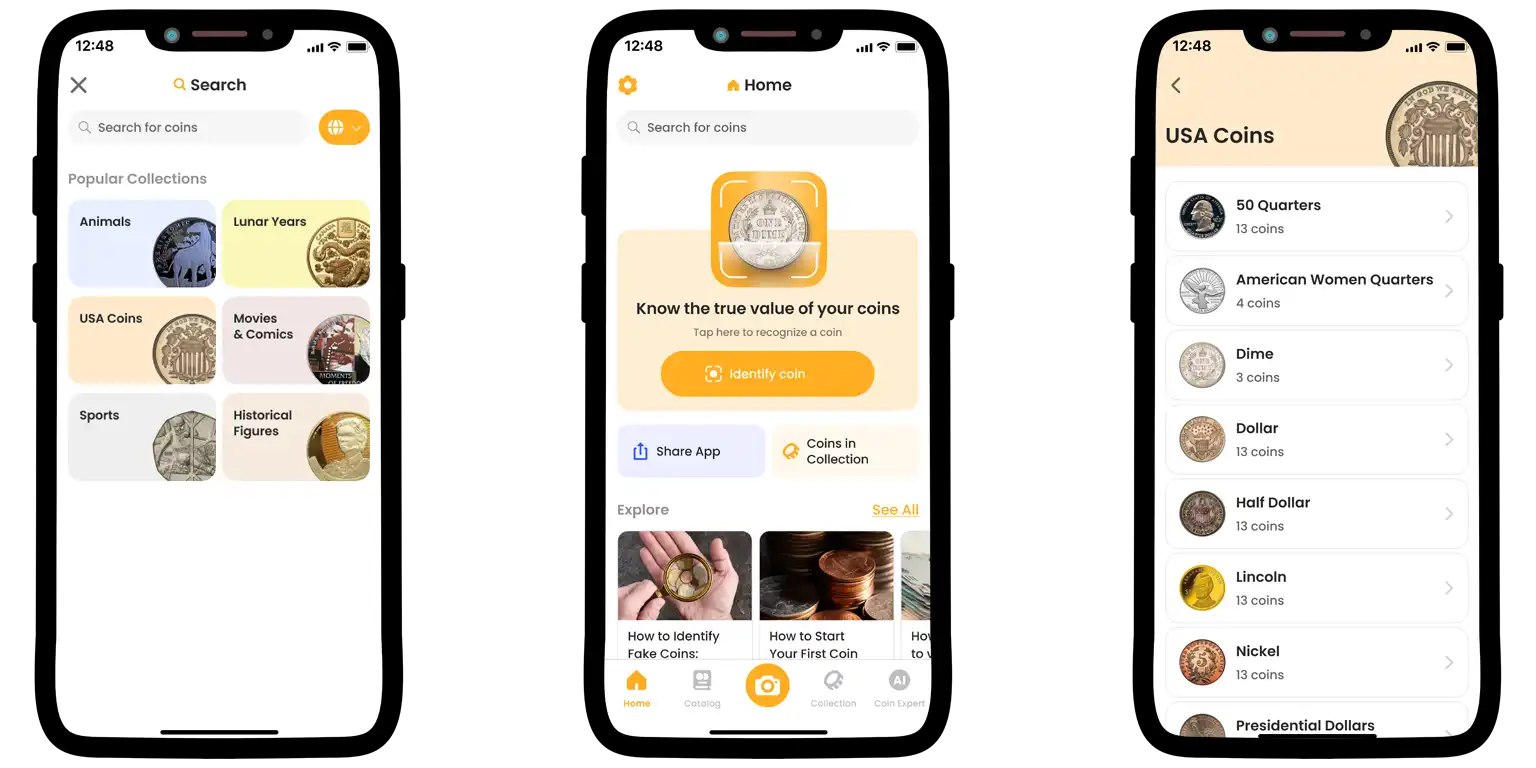Screen from the Coin ID Scanner app.